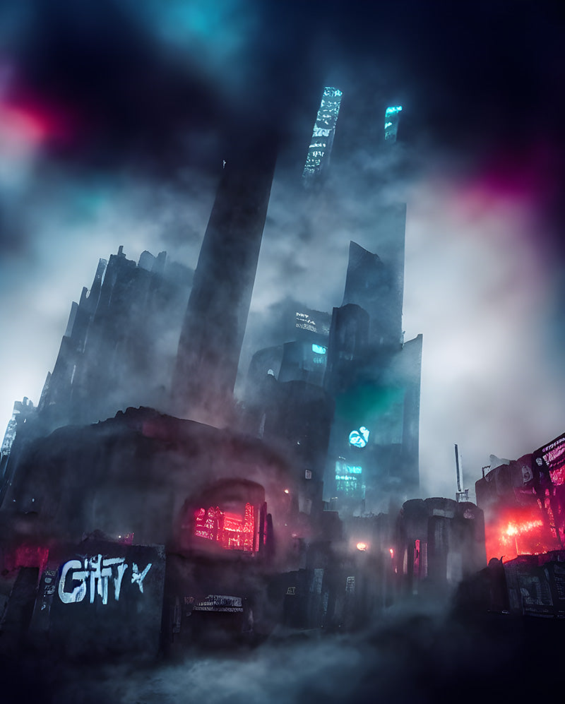 grungy cyberpunk city
